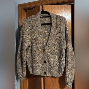 Elegant Tan Knit Cardigan Sweater